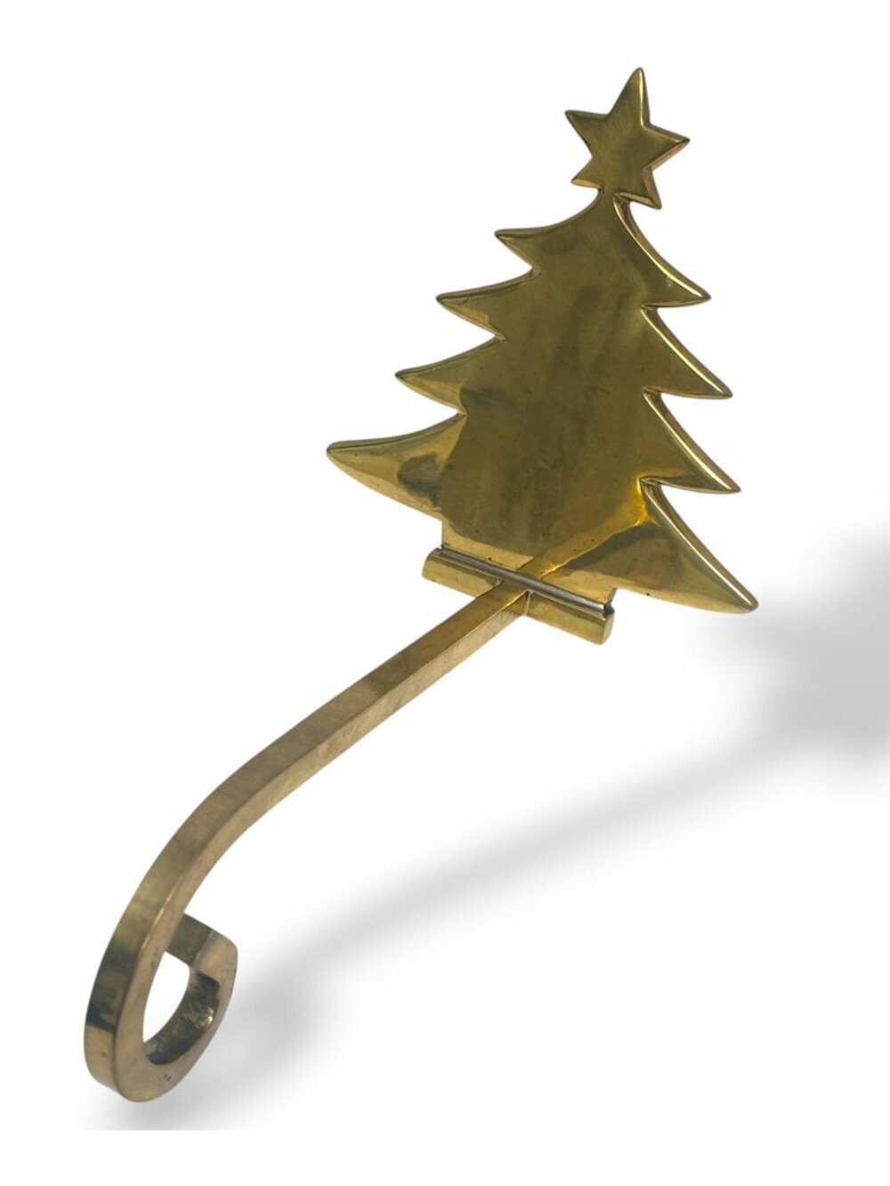 Christmas Tree Stocking Holder Heavy Solid Metal / Brass Christmas Mantle Decor
